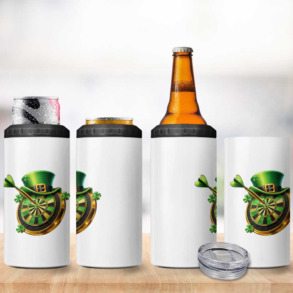 St Patricks Day Irish Darts Board Celebration Gift 4 in 1 Can Cooler Tumbler