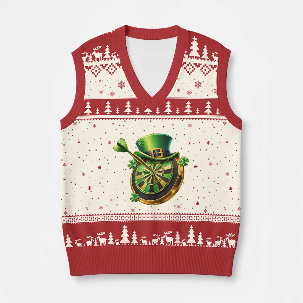 St Patricks Day Irish Darts Board Celebration Gift V-Neck Knit Sweater Vest