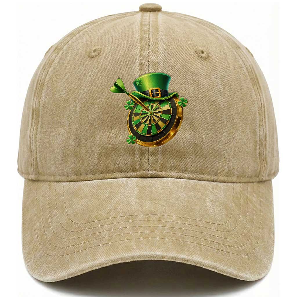 St Patricks Day Irish Darts Board Celebration Gift Washed Cotton Baseball Cap