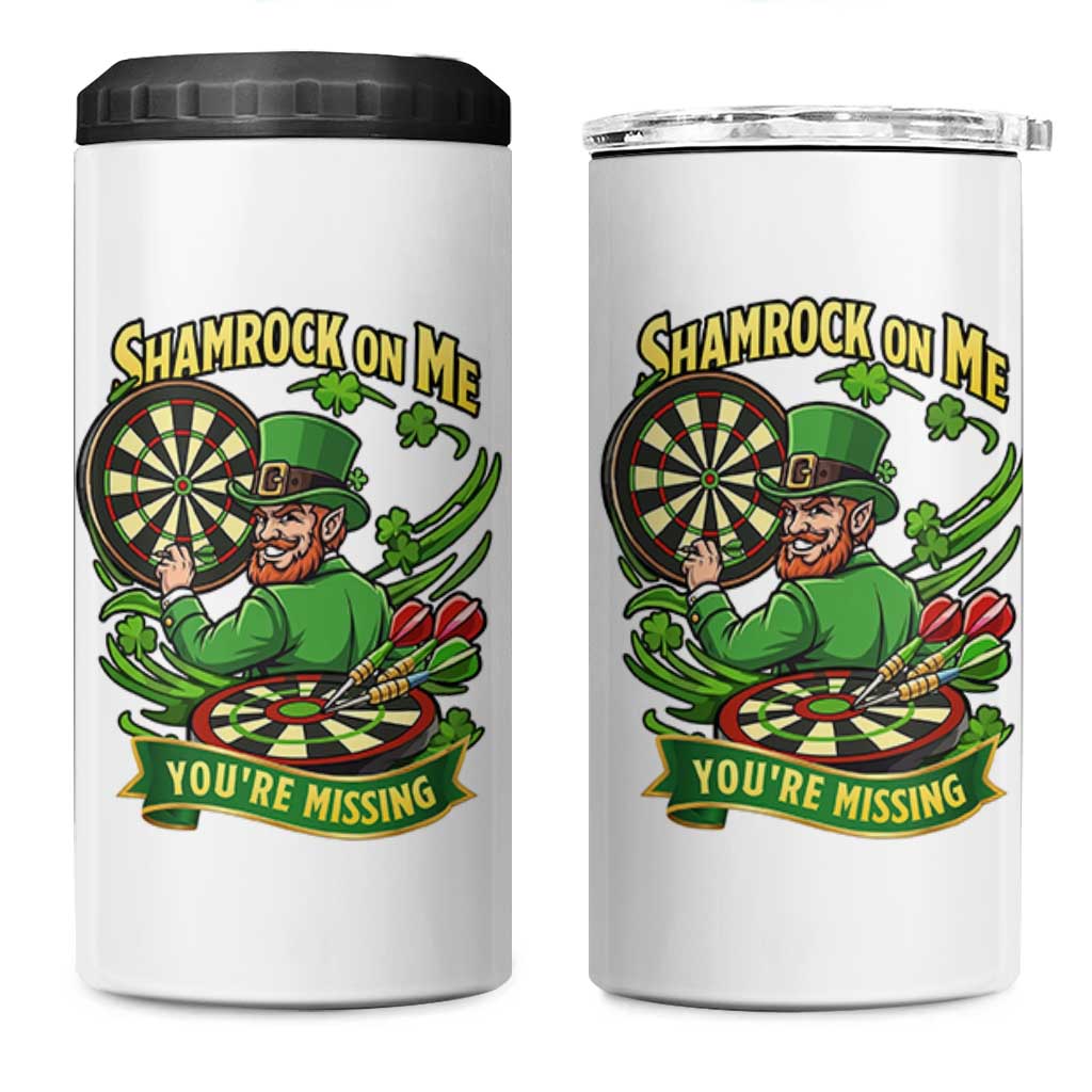 Shamrock On Me Youre Missing 4 in 1 Can Cooler Tumbler St Patricks Day Darts Player Gift