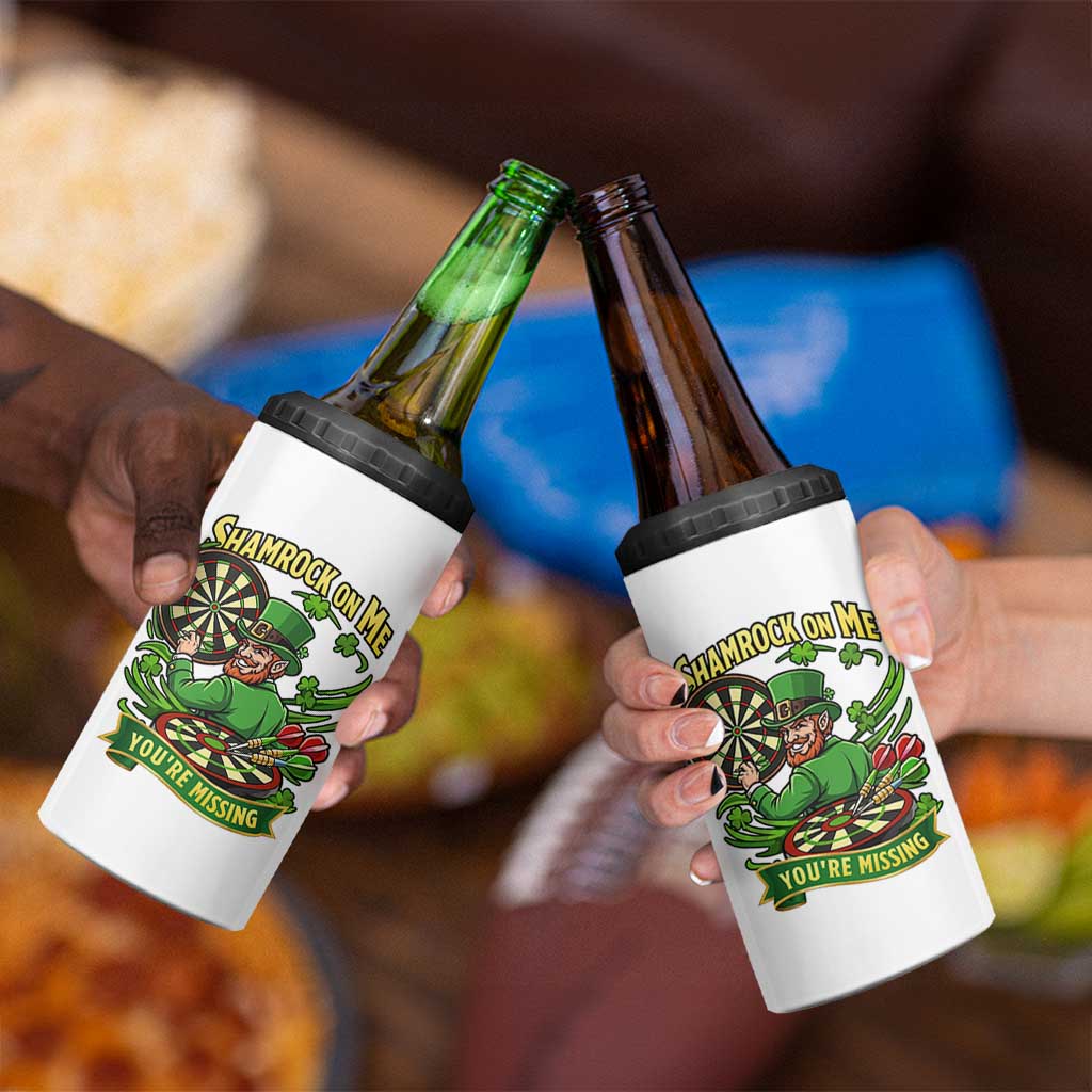 Shamrock On Me Youre Missing 4 in 1 Can Cooler Tumbler St Patricks Day Darts Player Gift