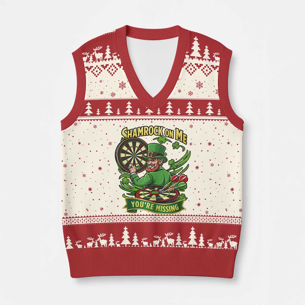 Shamrock On Me Youre Missing V-Neck Knit Sweater Vest St Patricks Day Darts Player Gift