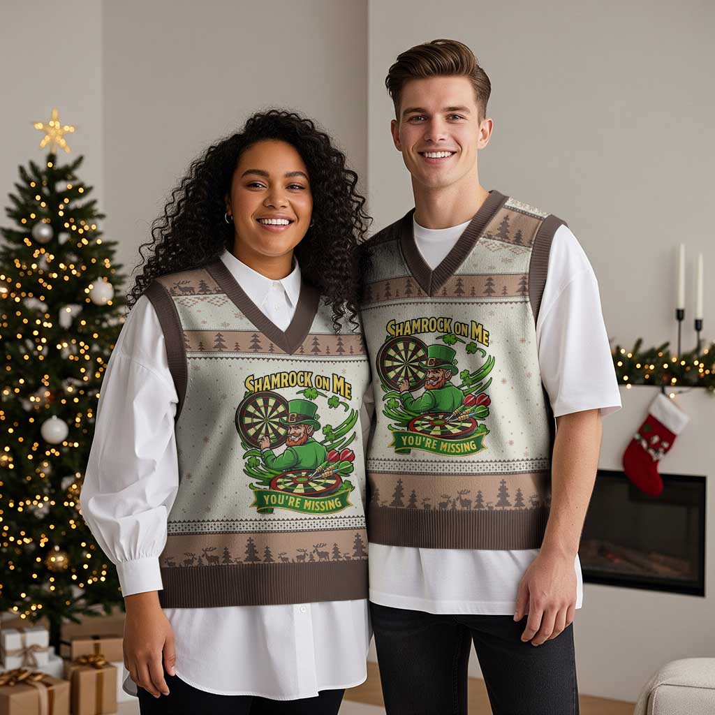 Shamrock On Me Youre Missing V-Neck Knit Sweater Vest St Patricks Day Darts Player Gift
