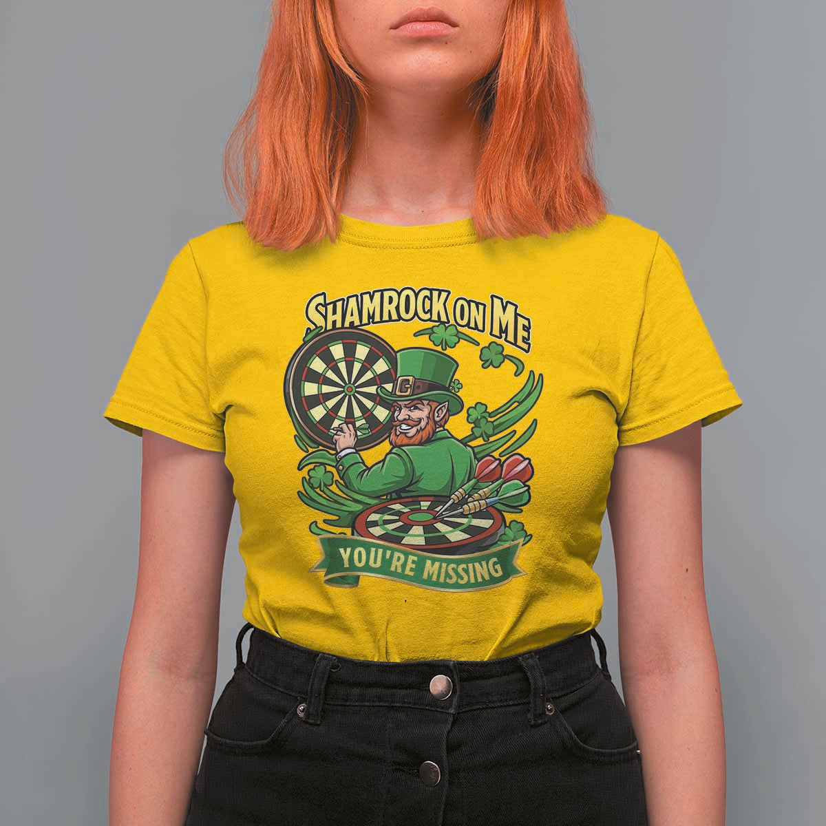Shamrock On Me Youre Missing T Shirt For Women St Patricks Day Darts Player Gift