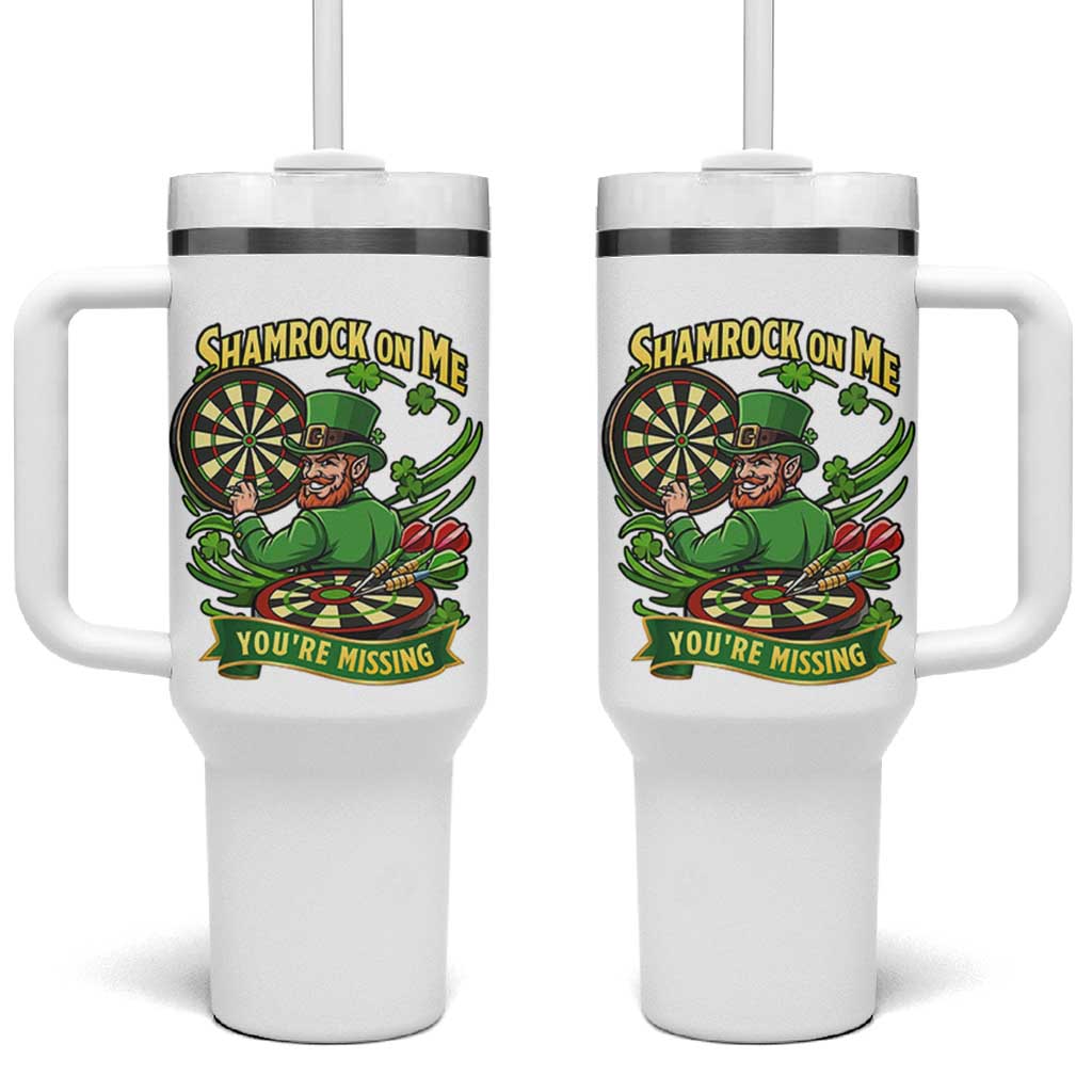 Shamrock On Me Youre Missing Tumbler With Handle St Patricks Day Darts Player Gift