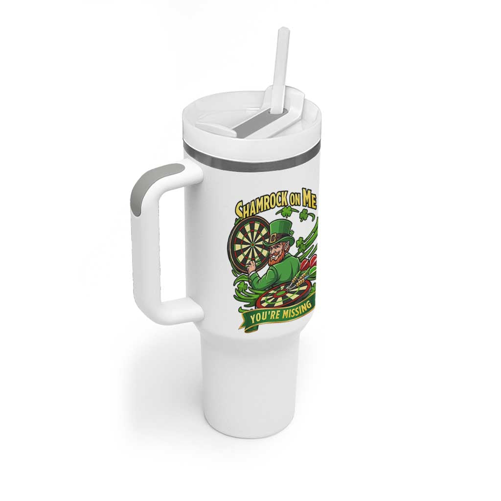 Shamrock On Me Youre Missing Tumbler With Handle St Patricks Day Darts Player Gift