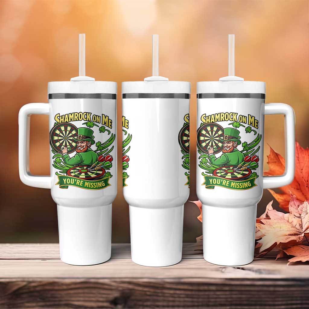 Shamrock On Me Youre Missing Tumbler With Handle St Patricks Day Darts Player Gift