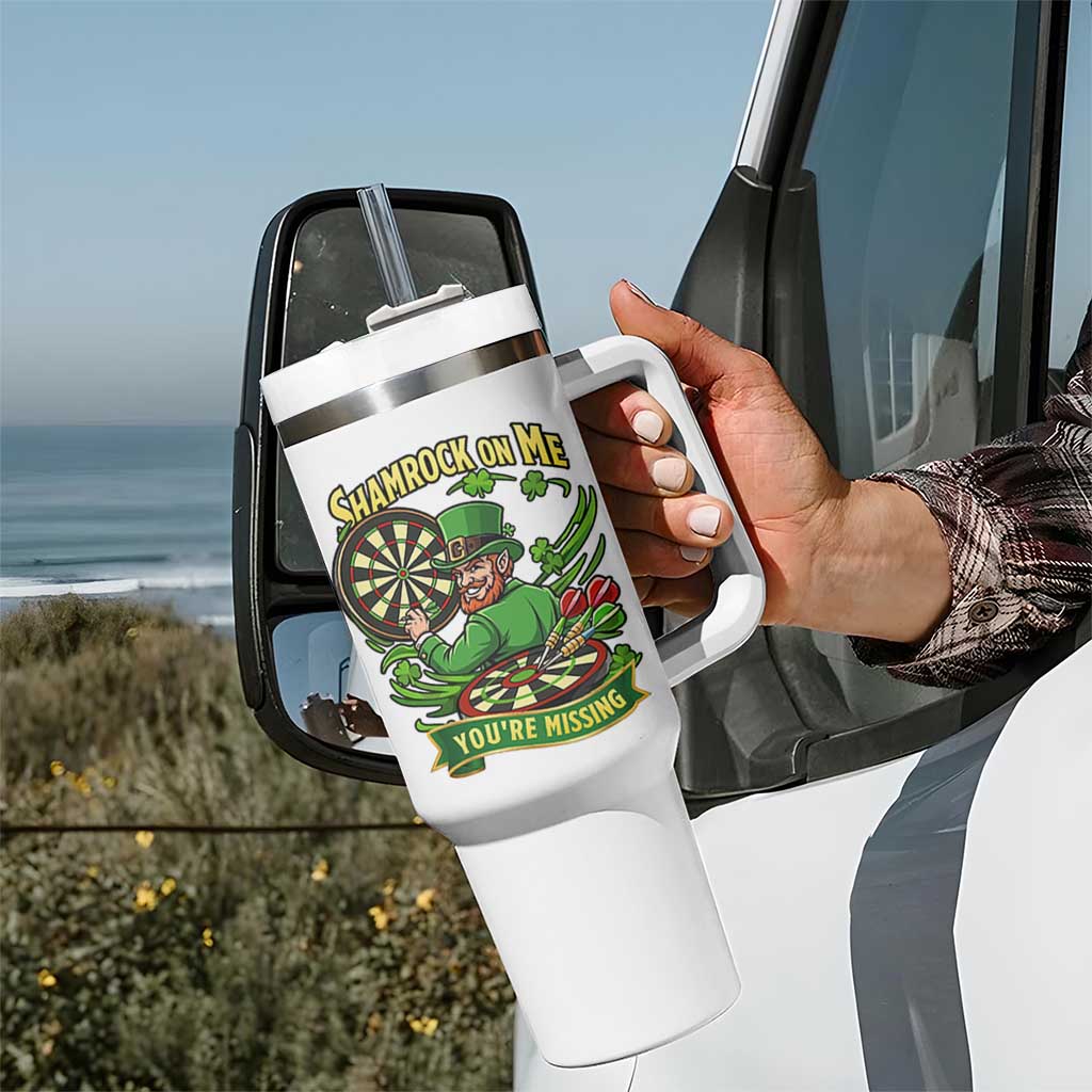 Shamrock On Me Youre Missing Tumbler With Handle St Patricks Day Darts Player Gift