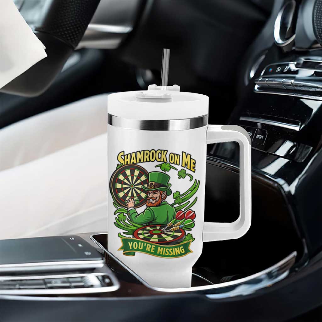 Shamrock On Me Youre Missing Tumbler With Handle St Patricks Day Darts Player Gift
