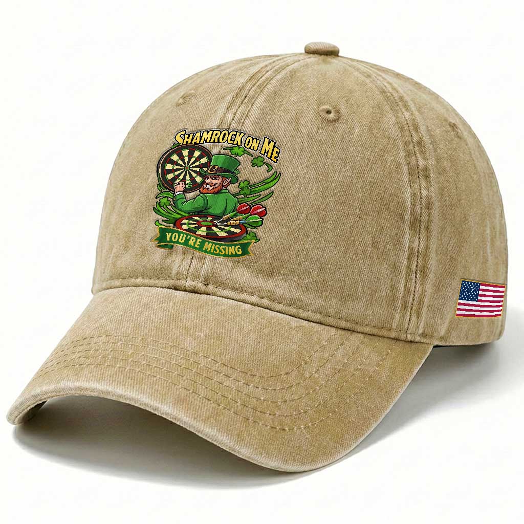 Shamrock On Me Youre Missing Washed Cotton Baseball Cap St Patricks Day Darts Player Gift