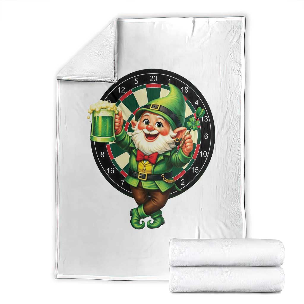 Cheerful Gnome Playing Darts Throw Blanket St Patricks Day Gift