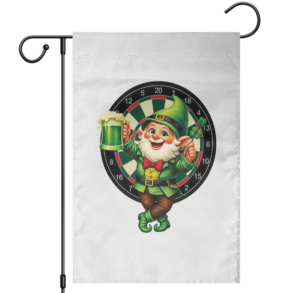 Cheerful Gnome Playing Darts Garden Flag St Patricks Day Gift