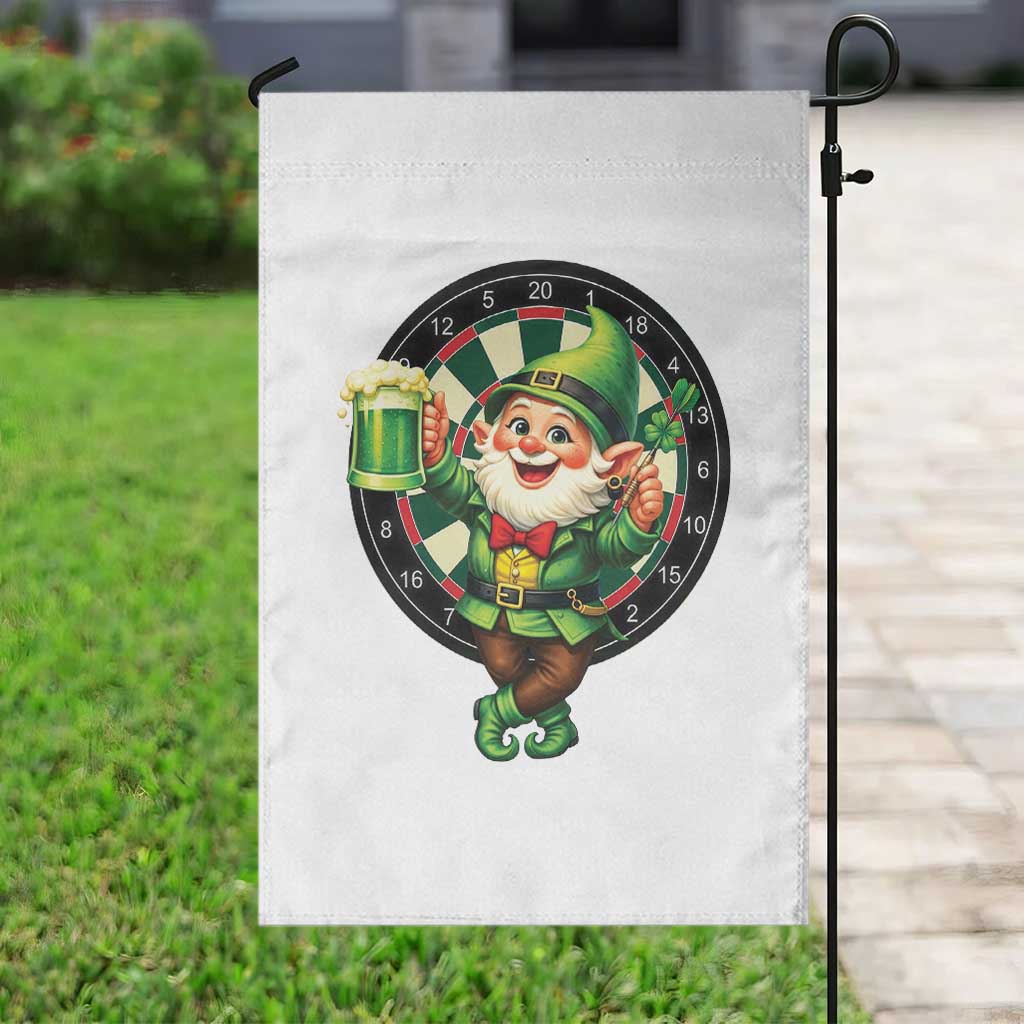 Cheerful Gnome Playing Darts Garden Flag St Patricks Day Gift