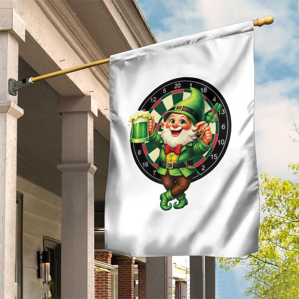 Cheerful Gnome Playing Darts Garden Flag St Patricks Day Gift