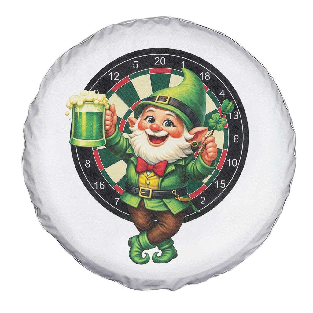Cheerful Gnome Playing Darts Spare Tire Cover St Patricks Day Gift