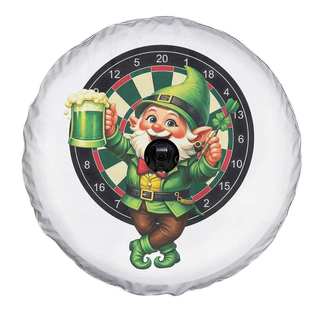 Cheerful Gnome Playing Darts Spare Tire Cover St Patricks Day Gift