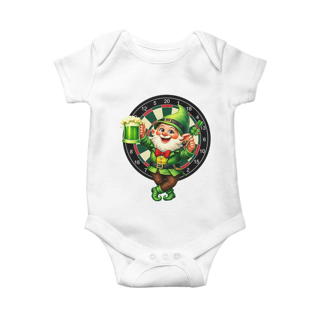 Cheerful Gnome Playing Darts Baby Onesie St Patricks Day Gift
