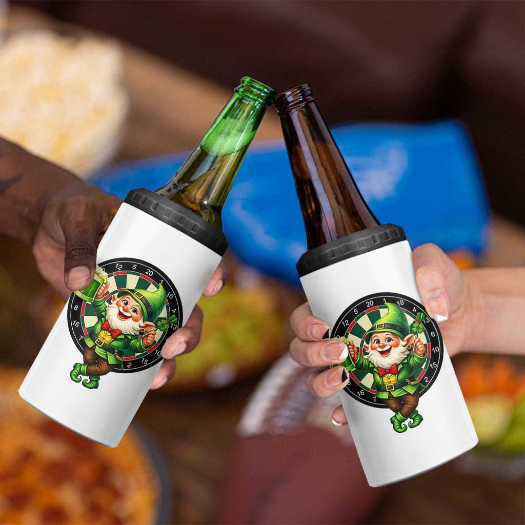 Cheerful Gnome Playing Darts 4 in 1 Can Cooler Tumbler St Patricks Day Gift