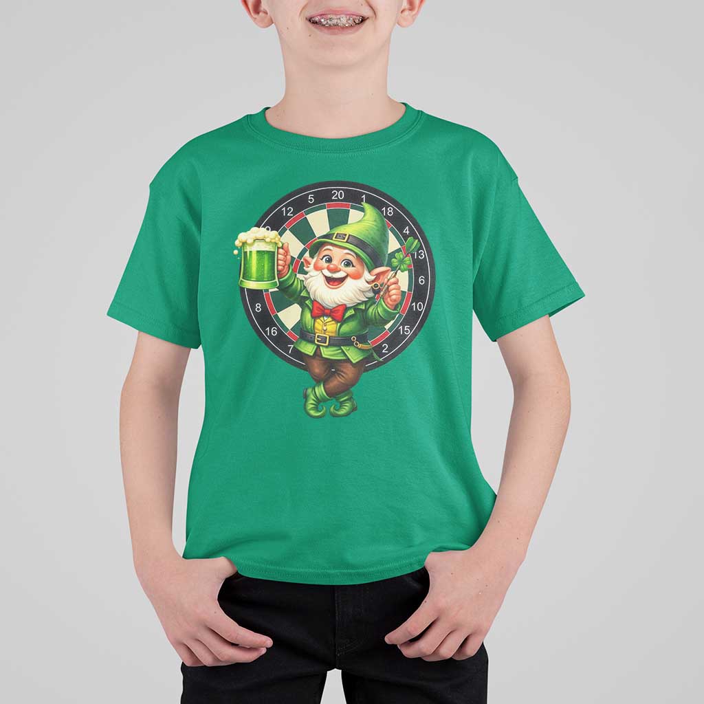 Cheerful Gnome Playing Darts T Shirt For Kid St Patricks Day Gift