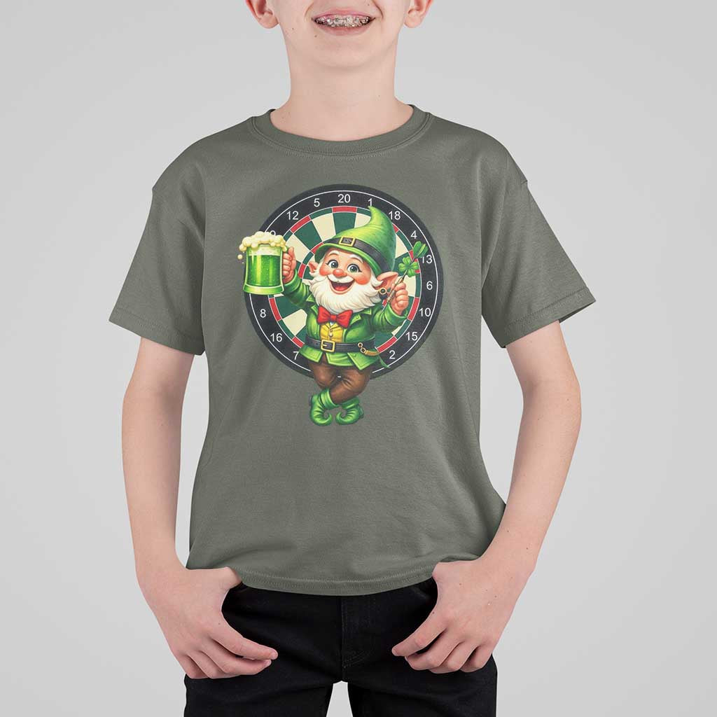 Cheerful Gnome Playing Darts T Shirt For Kid St Patricks Day Gift
