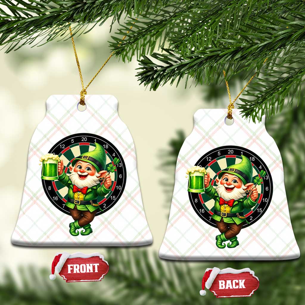 Cheerful Gnome Playing Darts Ceramic Ornament St Patricks Day Gift