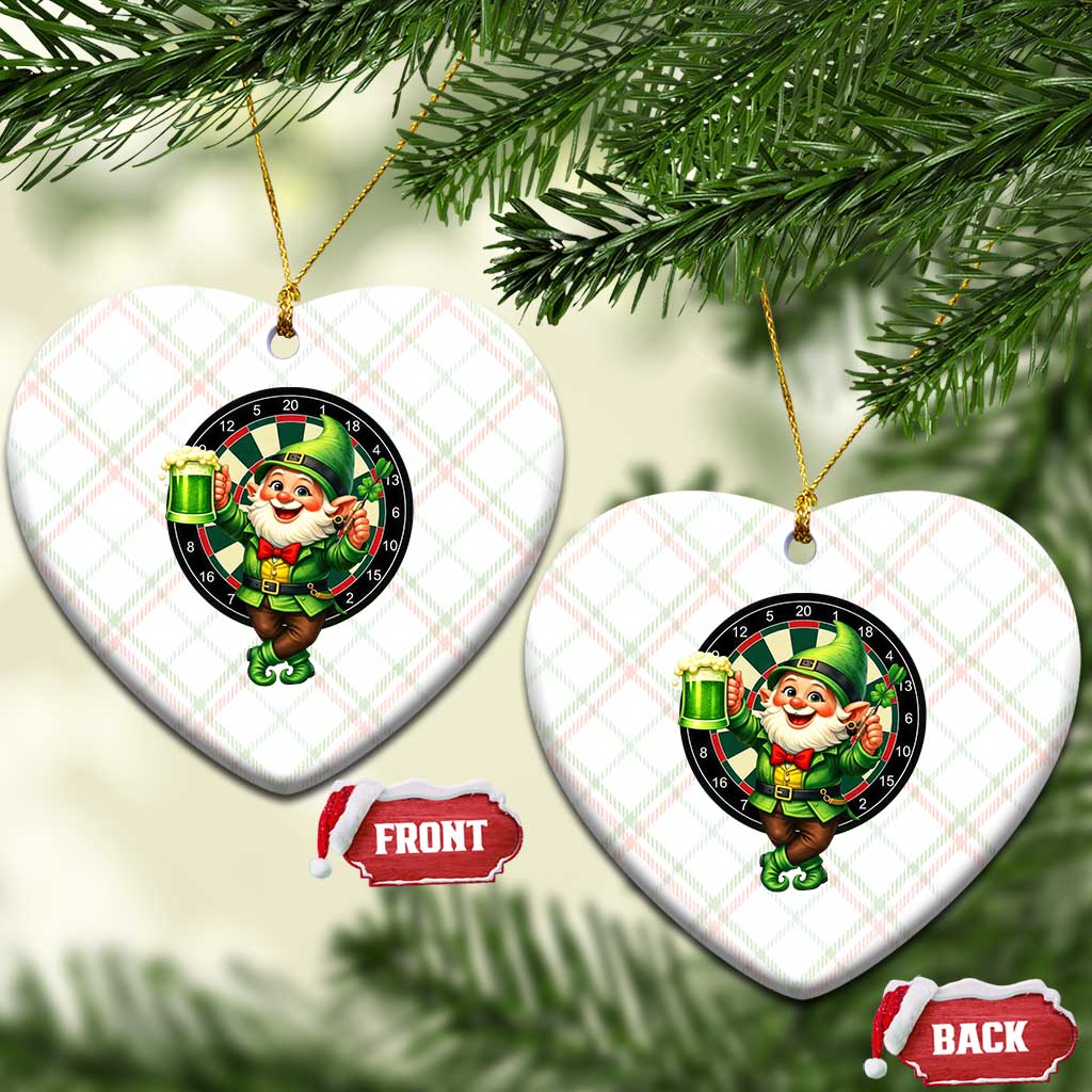 Cheerful Gnome Playing Darts Ceramic Ornament St Patricks Day Gift