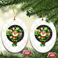 Cheerful Gnome Playing Darts Ceramic Ornament St Patricks Day Gift