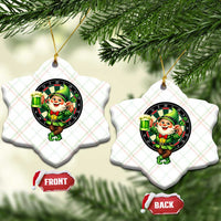 Cheerful Gnome Playing Darts Ceramic Ornament St Patricks Day Gift