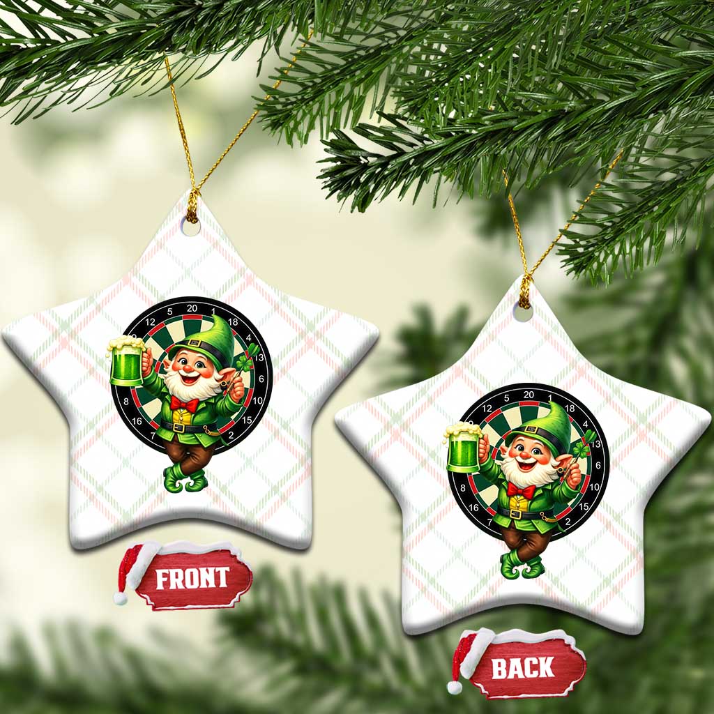 Cheerful Gnome Playing Darts Ceramic Ornament St Patricks Day Gift