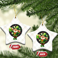 Cheerful Gnome Playing Darts Ceramic Ornament St Patricks Day Gift