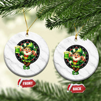 Cheerful Gnome Playing Darts Ceramic Ornament St Patricks Day Gift