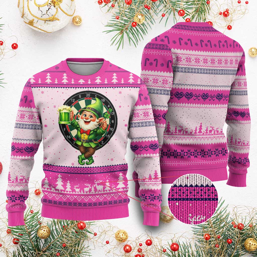Cheerful Gnome Playing Darts Ugly Christmas Sweater St Patricks Day Gift