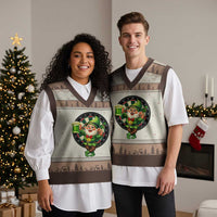 Cheerful Gnome Playing Darts V-Neck Knit Sweater Vest St Patricks Day Gift