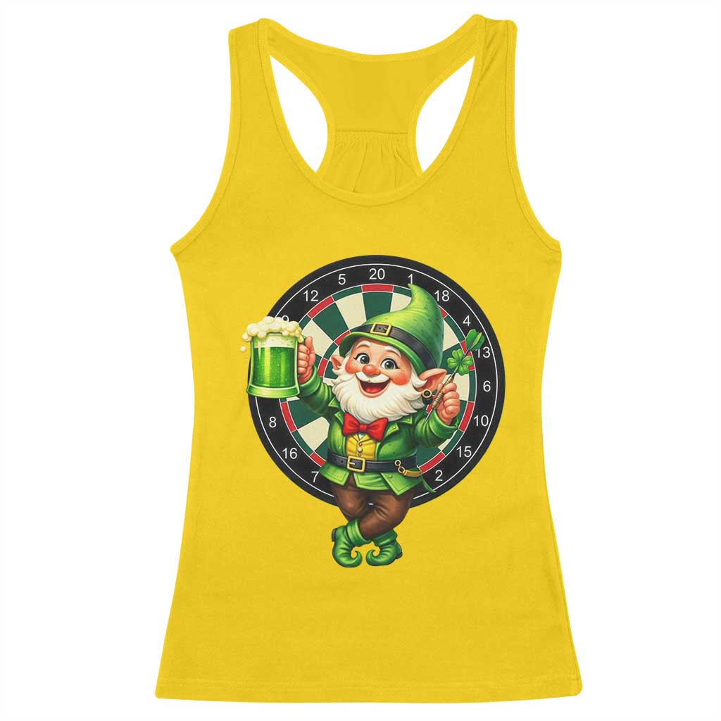 Cheerful Gnome Playing Darts Racerback Tank Top St Patricks Day Gift