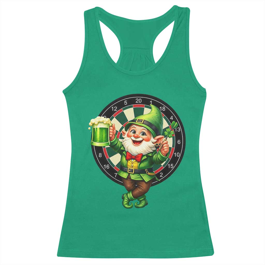 Cheerful Gnome Playing Darts Racerback Tank Top St Patricks Day Gift