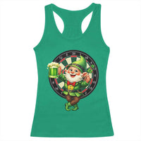Cheerful Gnome Playing Darts Racerback Tank Top St Patricks Day Gift