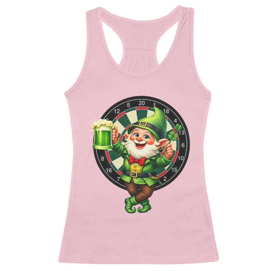 Cheerful Gnome Playing Darts Racerback Tank Top St Patricks Day Gift