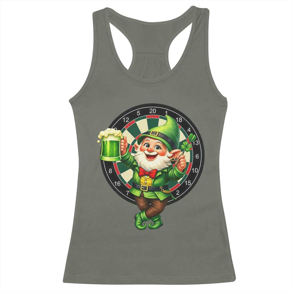 Cheerful Gnome Playing Darts Racerback Tank Top St Patricks Day Gift