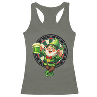 Cheerful Gnome Playing Darts Racerback Tank Top St Patricks Day Gift