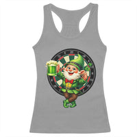 Cheerful Gnome Playing Darts Racerback Tank Top St Patricks Day Gift