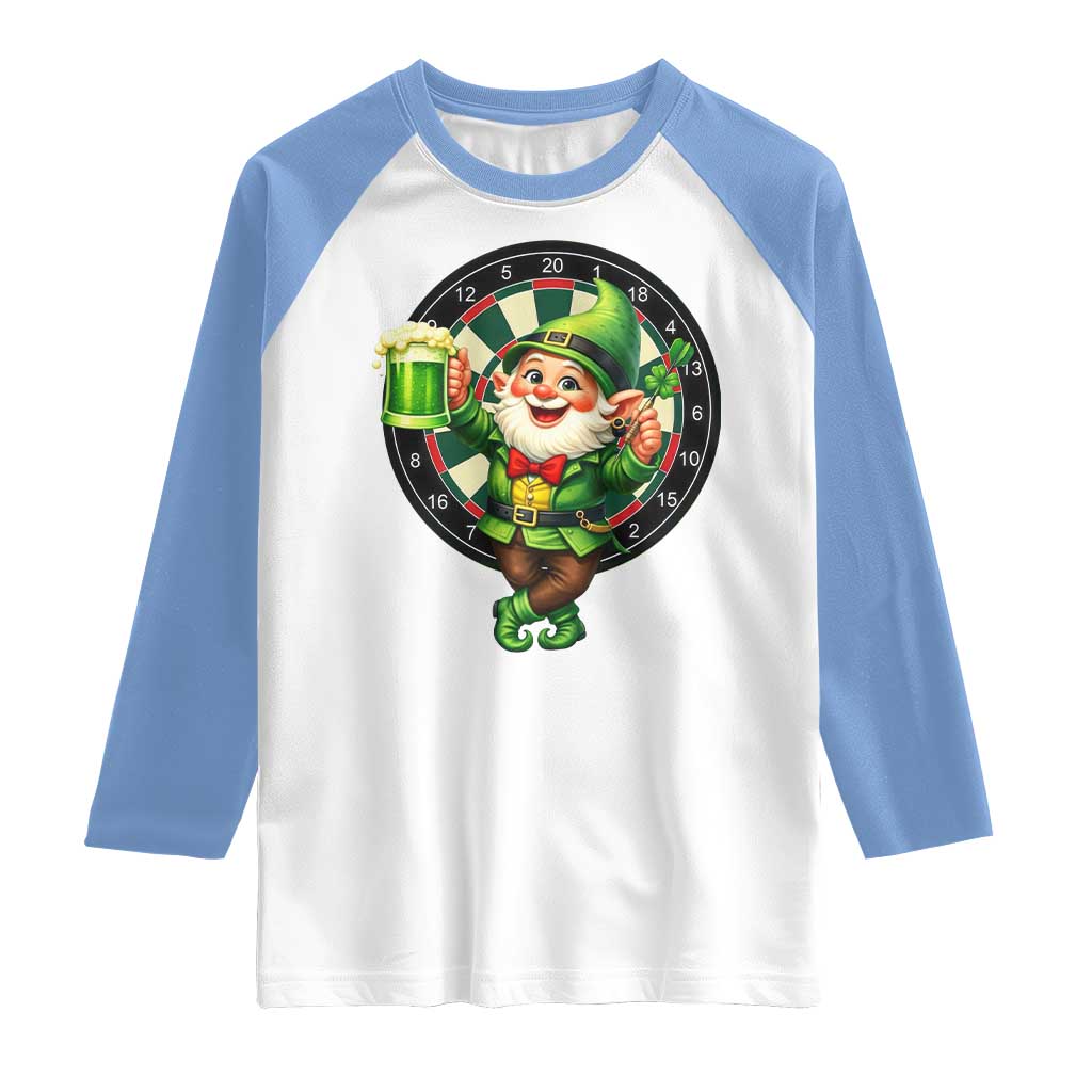 Cheerful Gnome Playing Darts Raglan Shirt St Patricks Day Gift