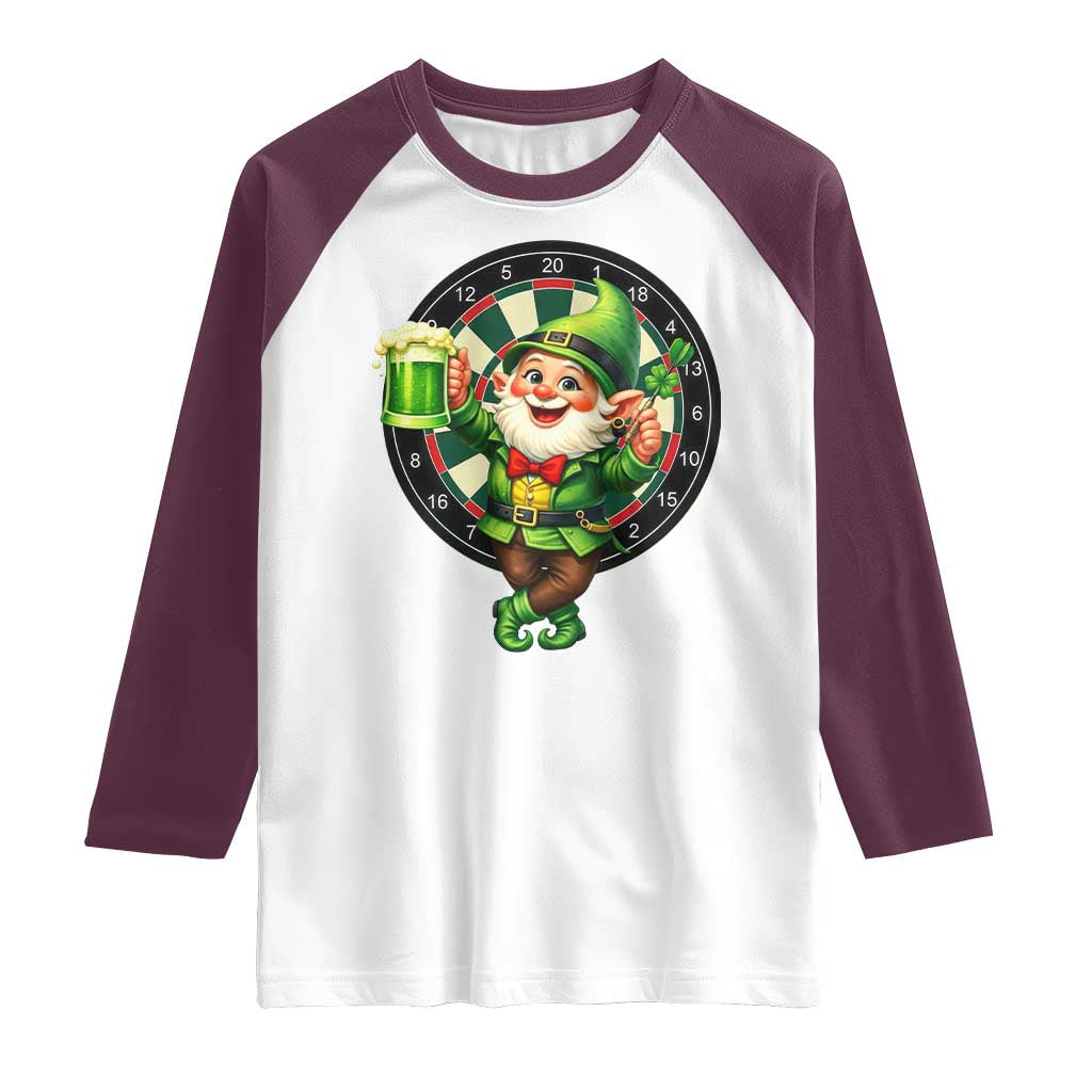 Cheerful Gnome Playing Darts Raglan Shirt St Patricks Day Gift