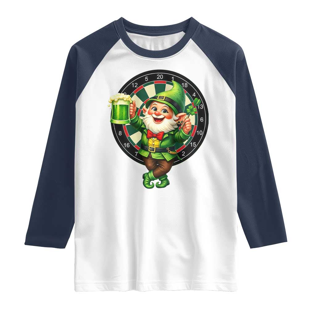 Cheerful Gnome Playing Darts Raglan Shirt St Patricks Day Gift
