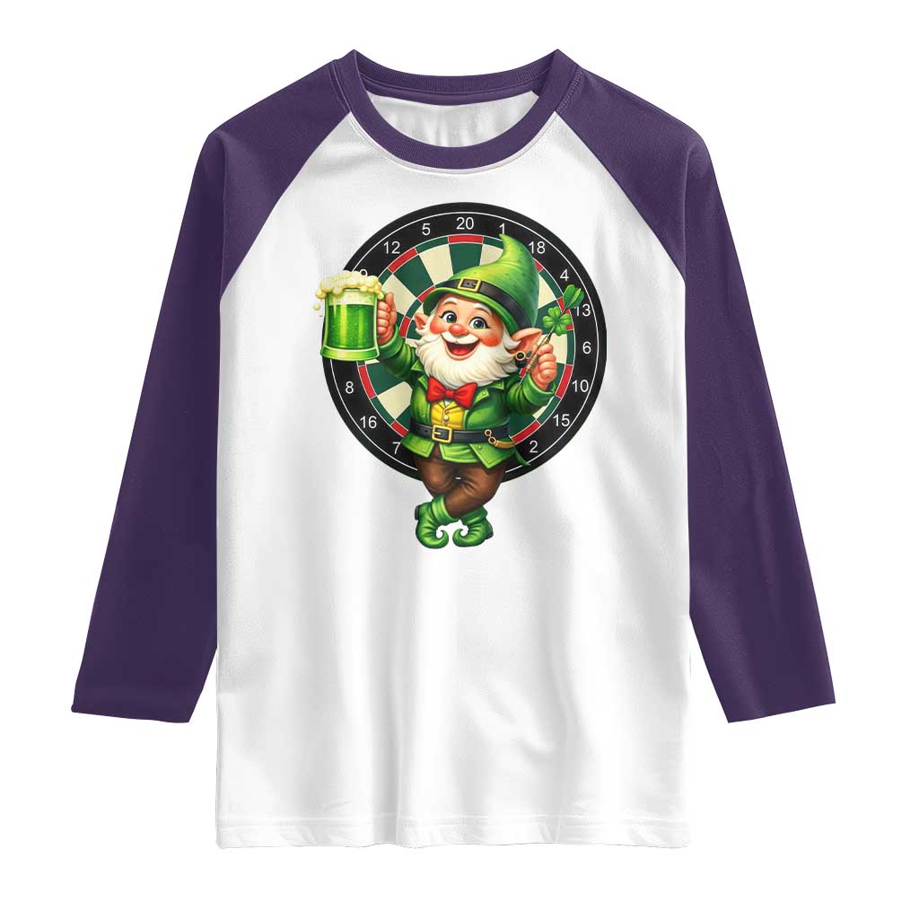 Cheerful Gnome Playing Darts Raglan Shirt St Patricks Day Gift