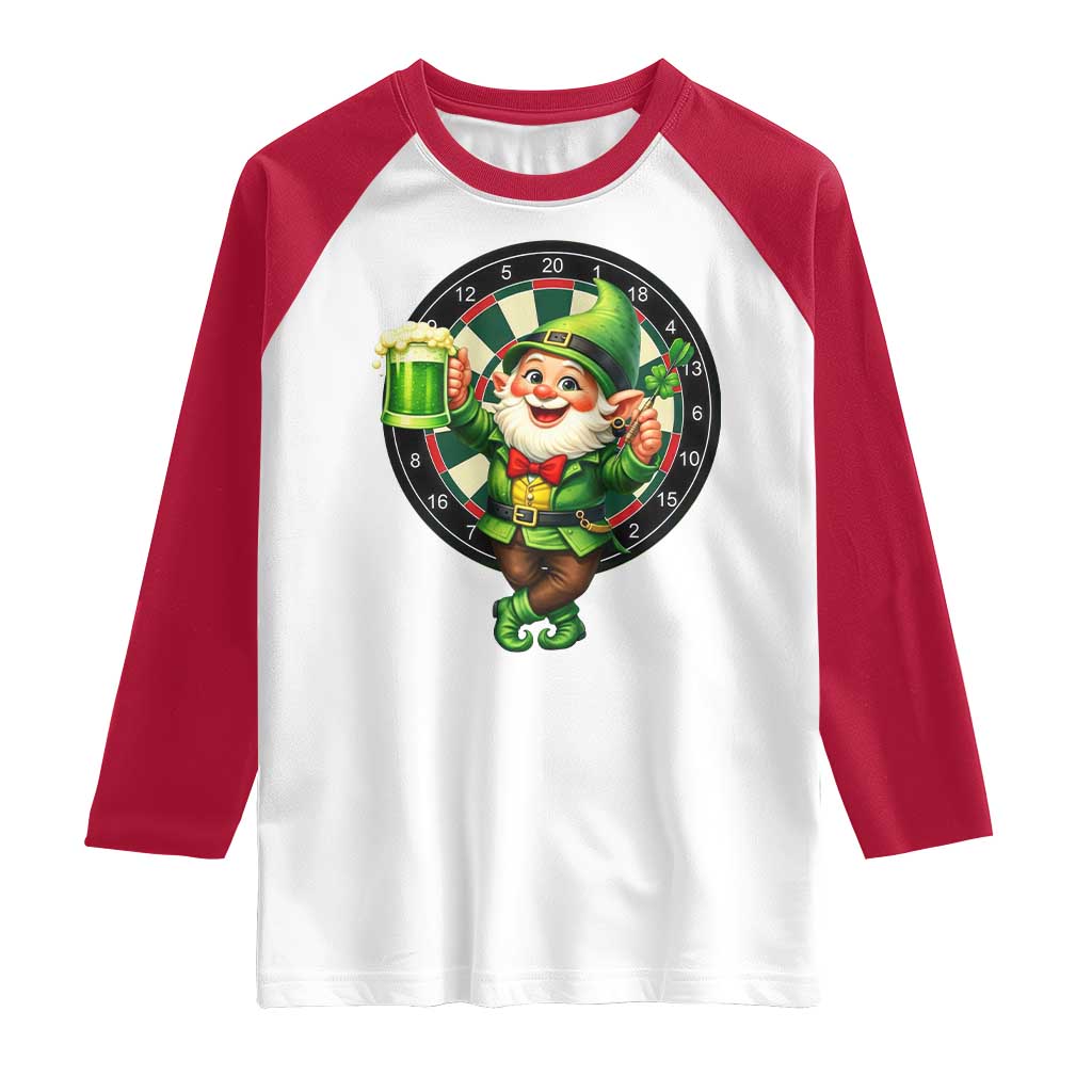 Cheerful Gnome Playing Darts Raglan Shirt St Patricks Day Gift