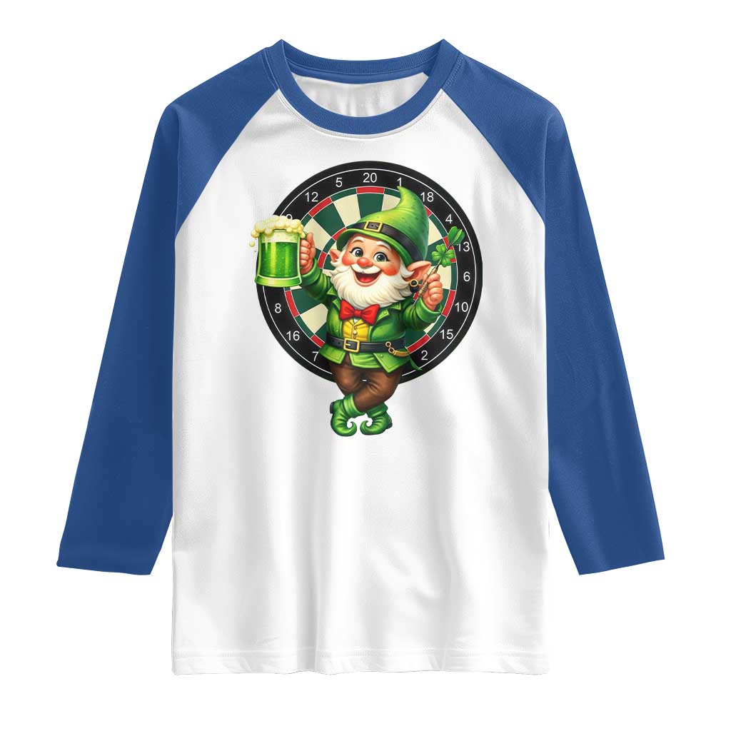 Cheerful Gnome Playing Darts Raglan Shirt St Patricks Day Gift