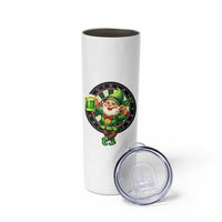 Cheerful Gnome Playing Darts Skinny Tumbler St Patricks Day Gift