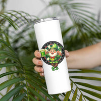 Cheerful Gnome Playing Darts Skinny Tumbler St Patricks Day Gift