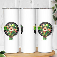 Cheerful Gnome Playing Darts Skinny Tumbler St Patricks Day Gift