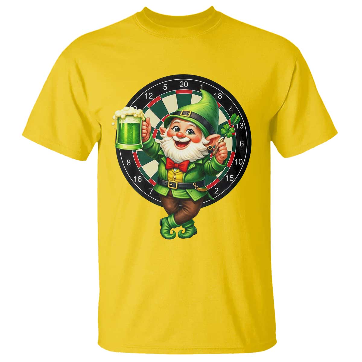 Cheerful Gnome Playing Darts T Shirt St Patricks Day Gift